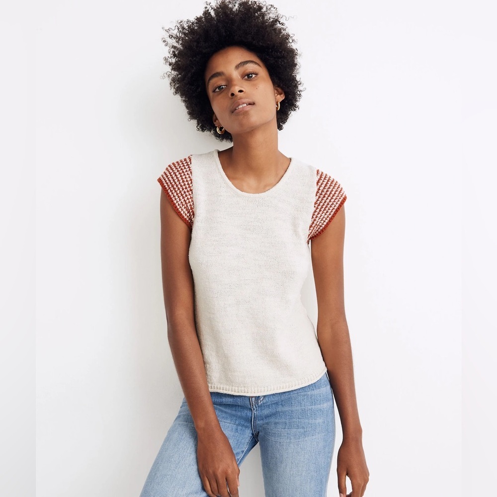 Madewell Kimble Stripe-Sleeve Sweater‎ Tee Size M NWT